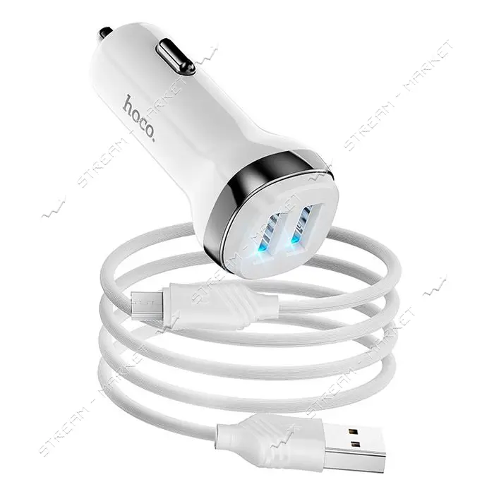 Автомобильное зарядное устройство Hoco Z40 Superior dual port car charger set micro белый