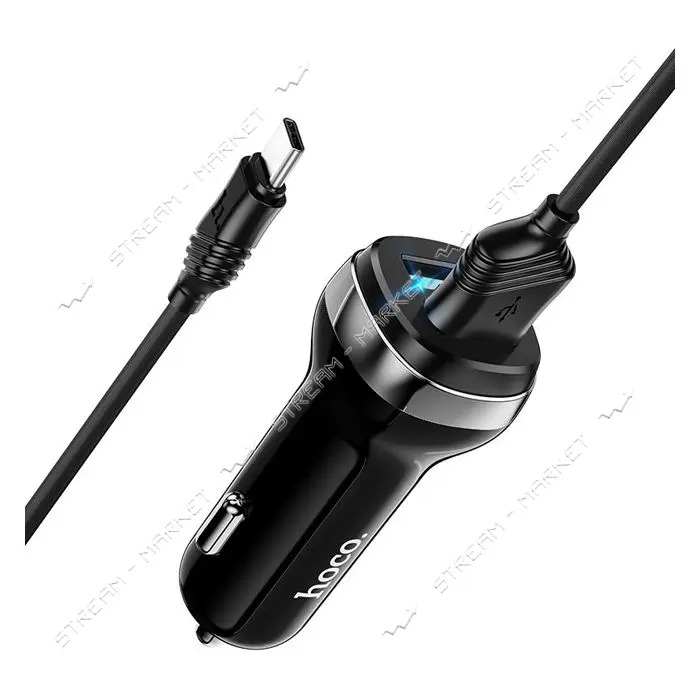 Автомобильное зарядное устройство Hoco Z40 Superior dual port car charger set Type-C черный