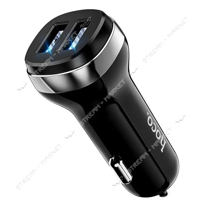 Автомобильное зарядное устройство Hoco Z40 Superior dual port car charger set Type-C черный