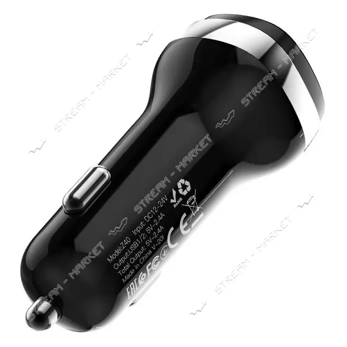 Автомобильное зарядное устройство Hoco Z40 Superior dual port car charger set Type-C черный