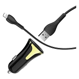 Автомобильное зарядное устройство Hoco Z31 Universe c Lightning QC3.0 2USB черный                   
