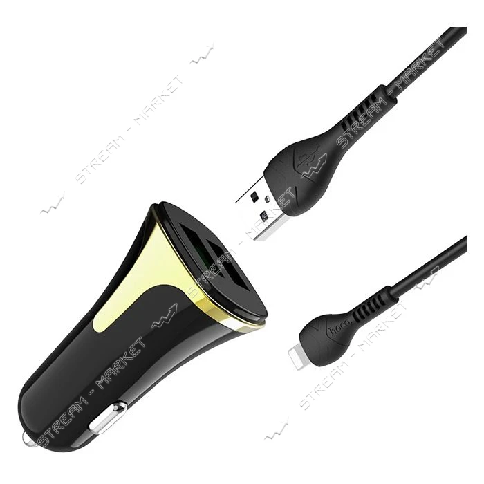 Автомобильное зарядное устройство Hoco Z31 Universe c Lightning QC3.0 2USB черный                   