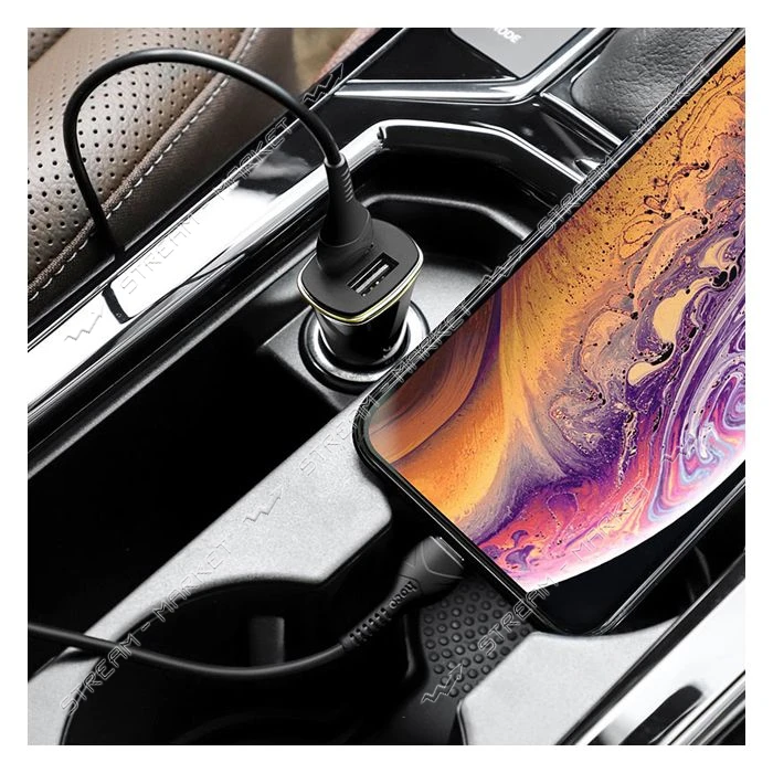 Автомобильное зарядное устройство Hoco Z31 Universe c Lightning QC3.0 2USB черный                   