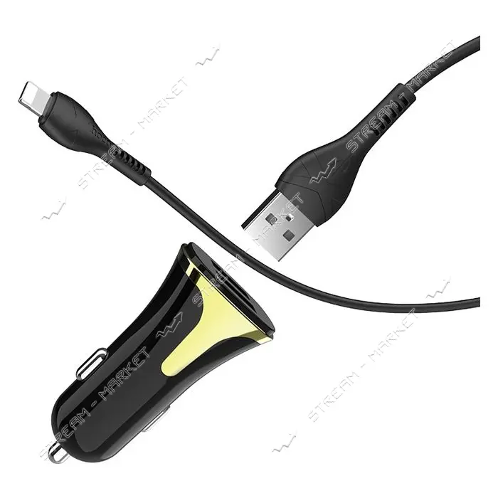 Автомобильное зарядное устройство Hoco Z31 Universe c Lightning QC3.0 2USB черный                   