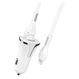 Автомобильное зарядное устройство Hoco Z31 Universe c Lightning QC3.0 2USB белый                    