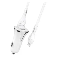 Автомобильное зарядное устройство Hoco Z31 Universe c Lightning QC3.0 2USB белый