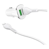 Автомобильное зарядное устройство Hoco Z31 Universe c Lightning QC3.0 2USB белый                    
