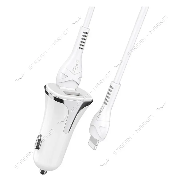 Автомобильное зарядное устройство Hoco Z31 Universe c Lightning QC3.0 2USB белый                    