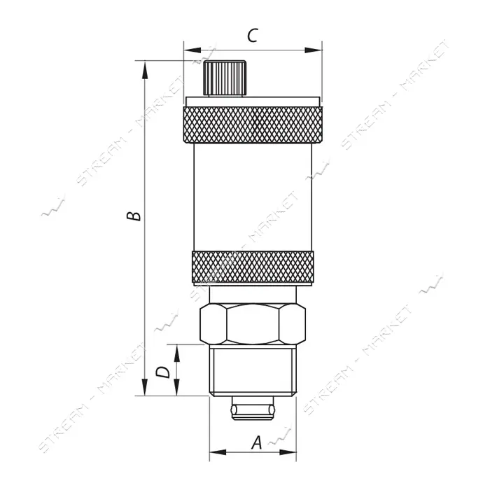 Воздухоотводчик автоматический 1/2" KOER KR.1254 прямой с обратным клапаном хромированный