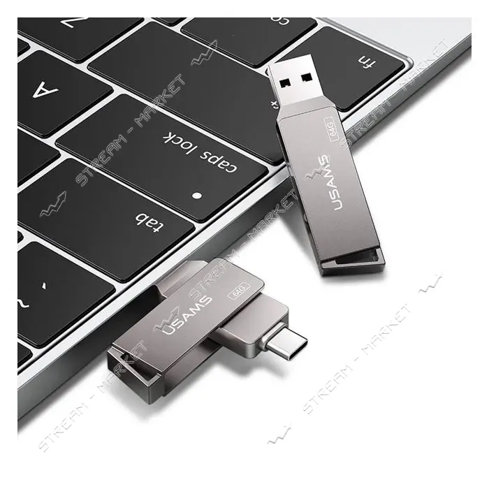 Флешка Usams US-ZB200 Type-C плюс USB 3.0 Rotatable High Speed Flash Drive 64GB                     