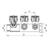 Коллектор вентильный с фитингом Koer 3/4" на 2 выхода KR.1121-2