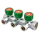 Коллектор вентильный с фитингом Koer 3/4" на 3 выхода KR.1121-3