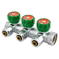 Коллектор вентильный с фитингом Koer 3/4" на 3 выхода KR.1121-3                                     
