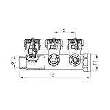 Коллектор вентильный с фитингом Koer 3/4" на 4 выхода KR.1121-4