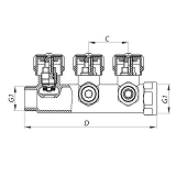 Коллектор вентильный с фитингом Koer 1" на 2 выхода KR.1122-2