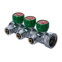 Коллектор вентильный с фитингом Koer 1" на 3 выхода KR.1122-3                                       