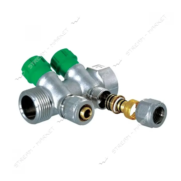 Коллектор вентильный с фитингом Koer 3/4" на 2 выхода KR.1123-2