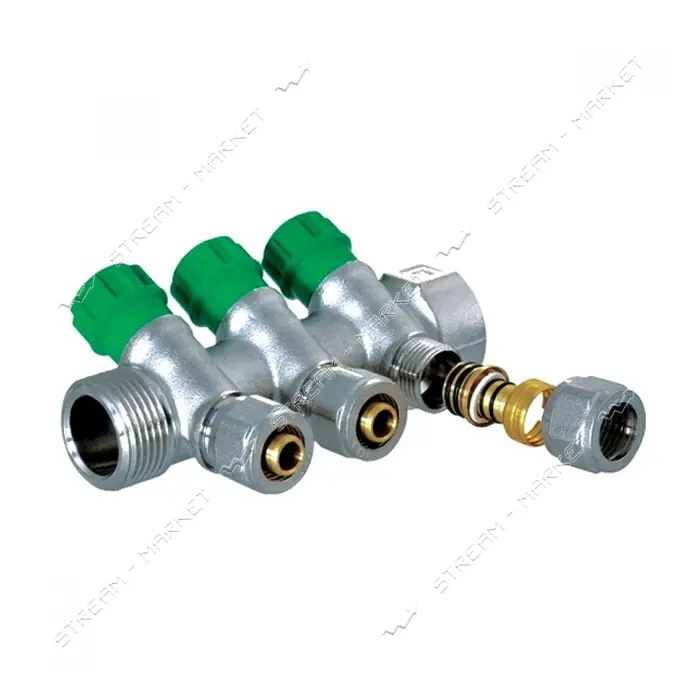 Коллектор вентильный с фитингом Koer KR.1124-3 1"x3 WAYS