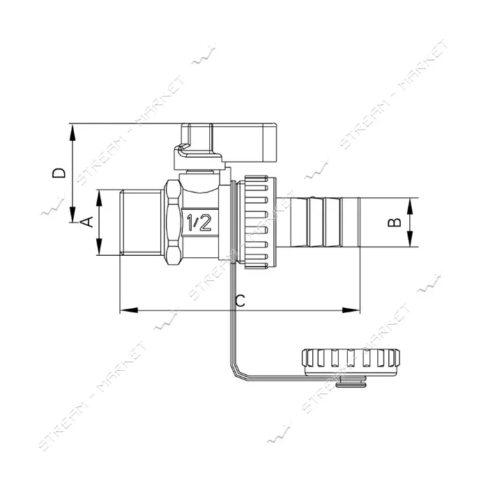 Кран дренажный KOER KR.1037 1/2''                                                                   