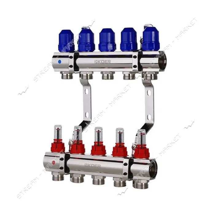 Коллекторный блок Koer KR 1110-05 с расходомерами 1"x5 WAYS без евроконуса