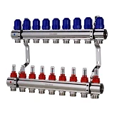 Коллекторный блок Koer KR 1110-09 с расходомерами 1"x9 WAYS без евроконуса