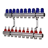 Коллекторный блок Koer KR 1110-10 с расходомерами 1"x10 WAYS без евроконуса