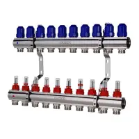 Коллекторный блок Koer KR 1110-10 с расходомерами 1"x10 WAYS без евроконуса                         