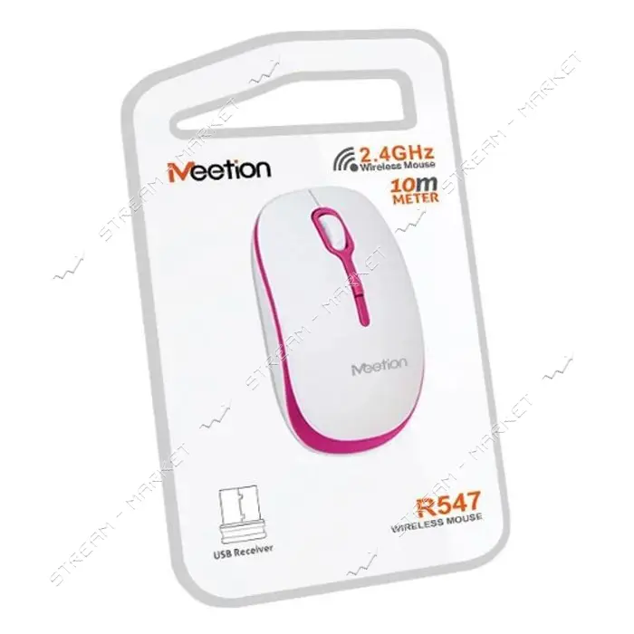 Компьютерная мышь Meetion MT-R547 Wireless Mouse 2.4G бело-розовая