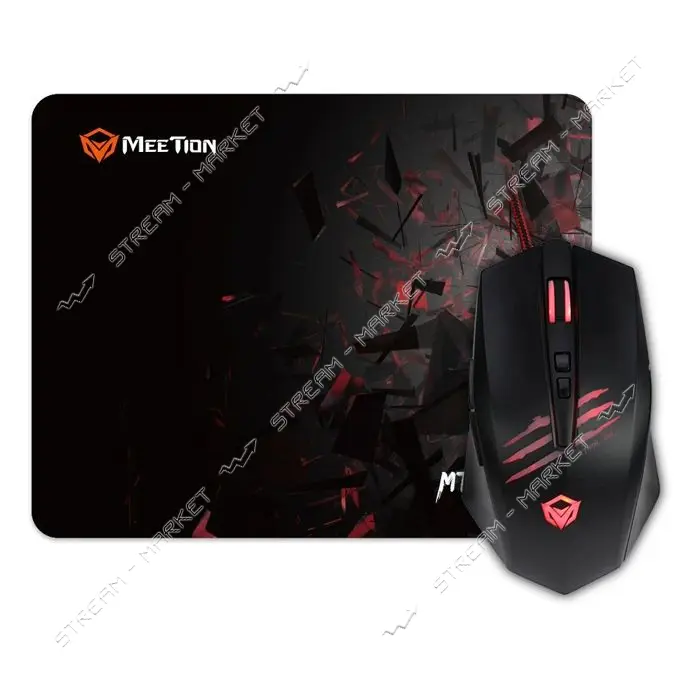 Компьютерная мышь Meetion MT-CO10 Mouse And Mouse Pad Combo черная                                  