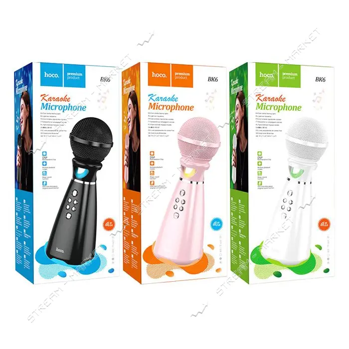 Микрофон Hoco BK6 Hi-song K song microphone розовый