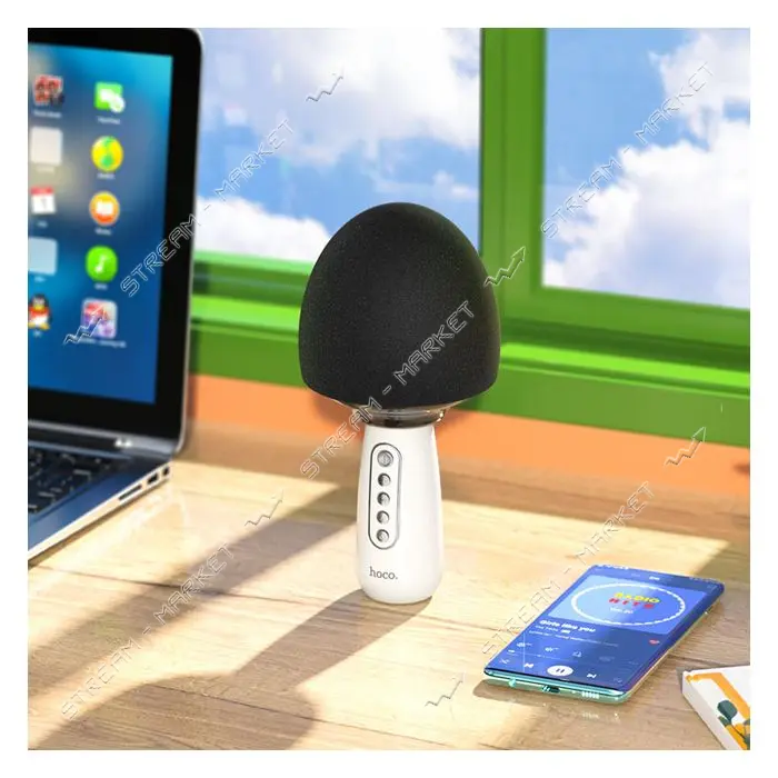Микрофон Hoco BK7 Cute karaoke microphone белый