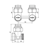 Узел нижнего подключения радиатора угловой 3/4'' Koer KR.1132 комплект