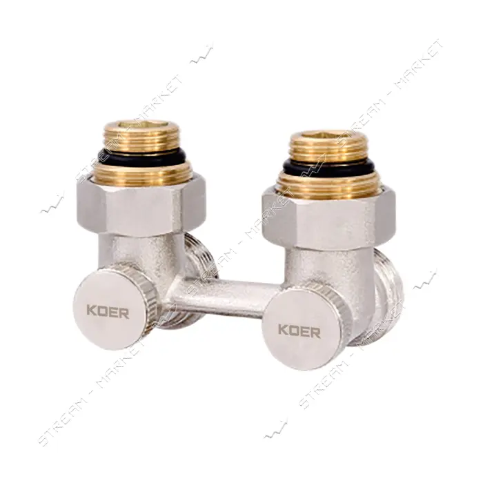 Узел нижнего подключения радиатора угловой 3/4'' Koer KR.1132 комплект