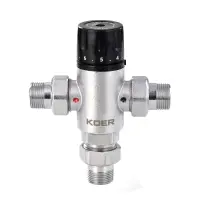 Трехходовой смесительный клапан Koer KR.1258 3/4'' термостатический с накидными гайками             