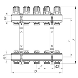 Коллекторный блок Koer KR 1100-2 с термостатическими клапанами Ways 1"x2 без евроконуса