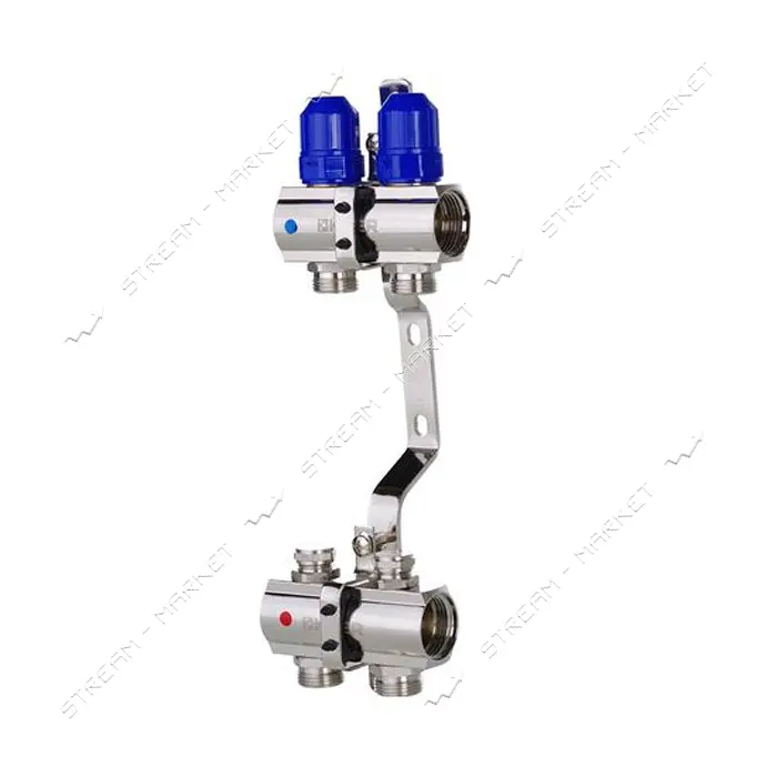 Коллекторный блок Koer KR 1100-2 с термостатическими клапанами Ways 1"x2 без евроконуса