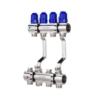 Коллекторный блок Koer KR 1100-4 с термостатическими клапанами Ways 1"x4 без евроконуса             