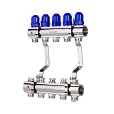 Коллекторный блок Koer KR 1100-5 с термостатическими клапанами Ways 1"x5 без евроконуса