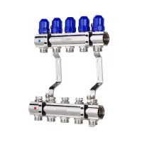 Коллекторный блок Koer KR 1100-5 с термостатическими клапанами Ways 1"x5 без евроконуса             