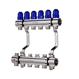 Коллекторный блок Koer KR 1100-6 с термостатическими клапанами Ways 1"x6 без евроконуса             