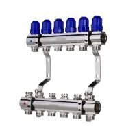 Коллекторный блок Koer KR 1100-6 с термостатическими клапанами Ways 1"x6 без евроконуса             