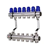 Коллекторный блок Koer KR 1100-7 с термостатическими клапанами Ways 1"x7 без евроконуса