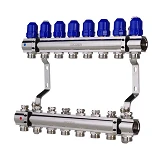 Коллекторный блок Koer KR 1100-8 с термостатическими клапанами Ways 1"x8 без евроконуса