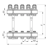 Коллекторный блок Koer KR 1100-8 с термостатическими клапанами Ways 1"x8 без евроконуса