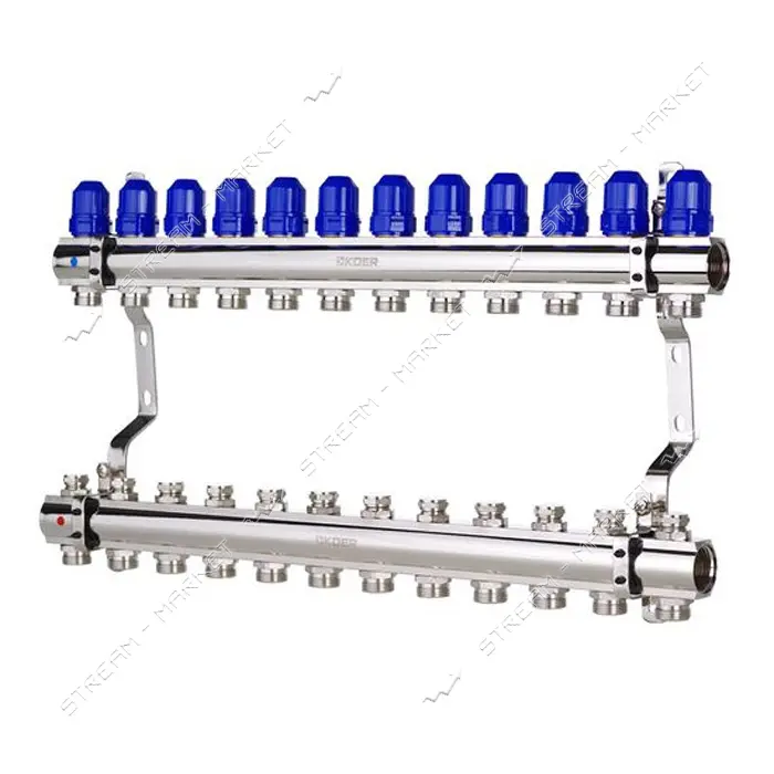 Коллекторный блок Koer KR 1100-12 с термостатическими клапанами Ways 1"x12 без евроконуса