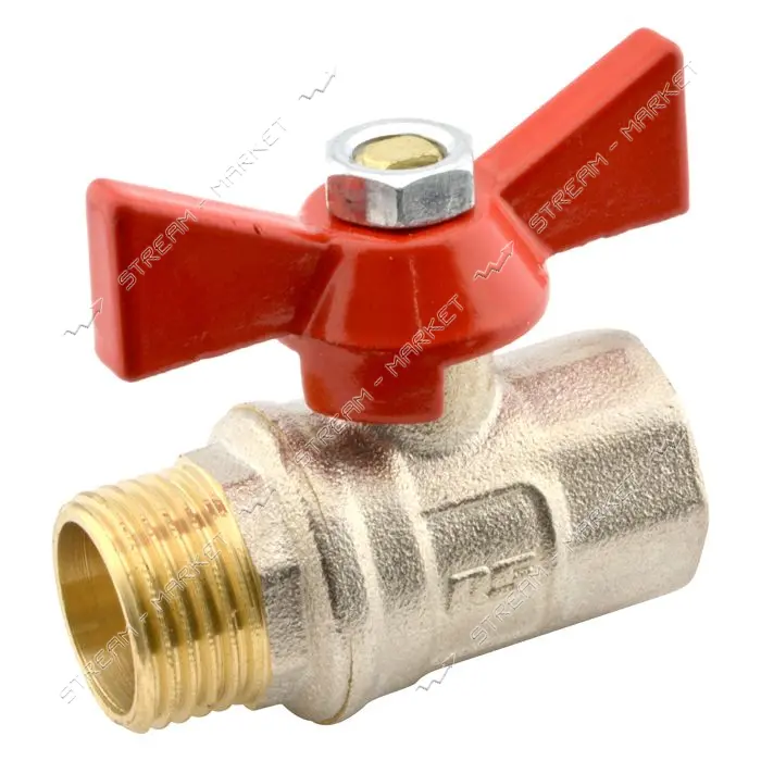 Кран шаровый STA 1/2" В/Н с ручкой бабочка железный шар 109г