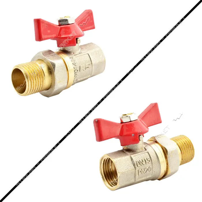 Кран шаровый с американкой STA 1/2" с ручкой бабочкой вес 154г