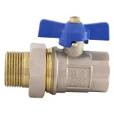 Кран шаровый с американкой STA 3/4" бабочка вода вес 220г                                           