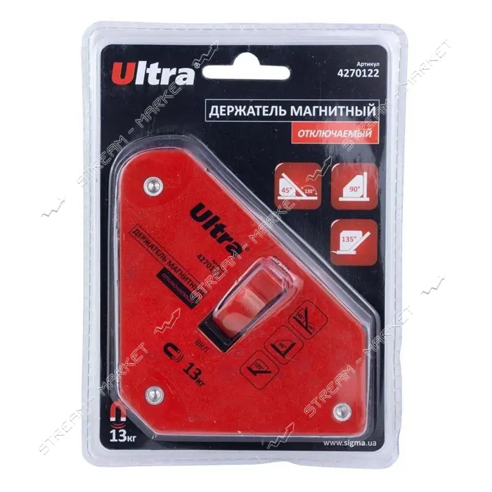 Держатель магнитный Sigma 4270122 отключаемый 13кг 100х95х110мм 45 90 135
