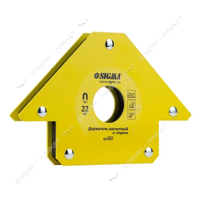 Держатель магнитный Sigma 4270321 стрела 22кг 90х90мм 45 90 135